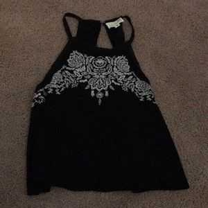 Black flower print crop top